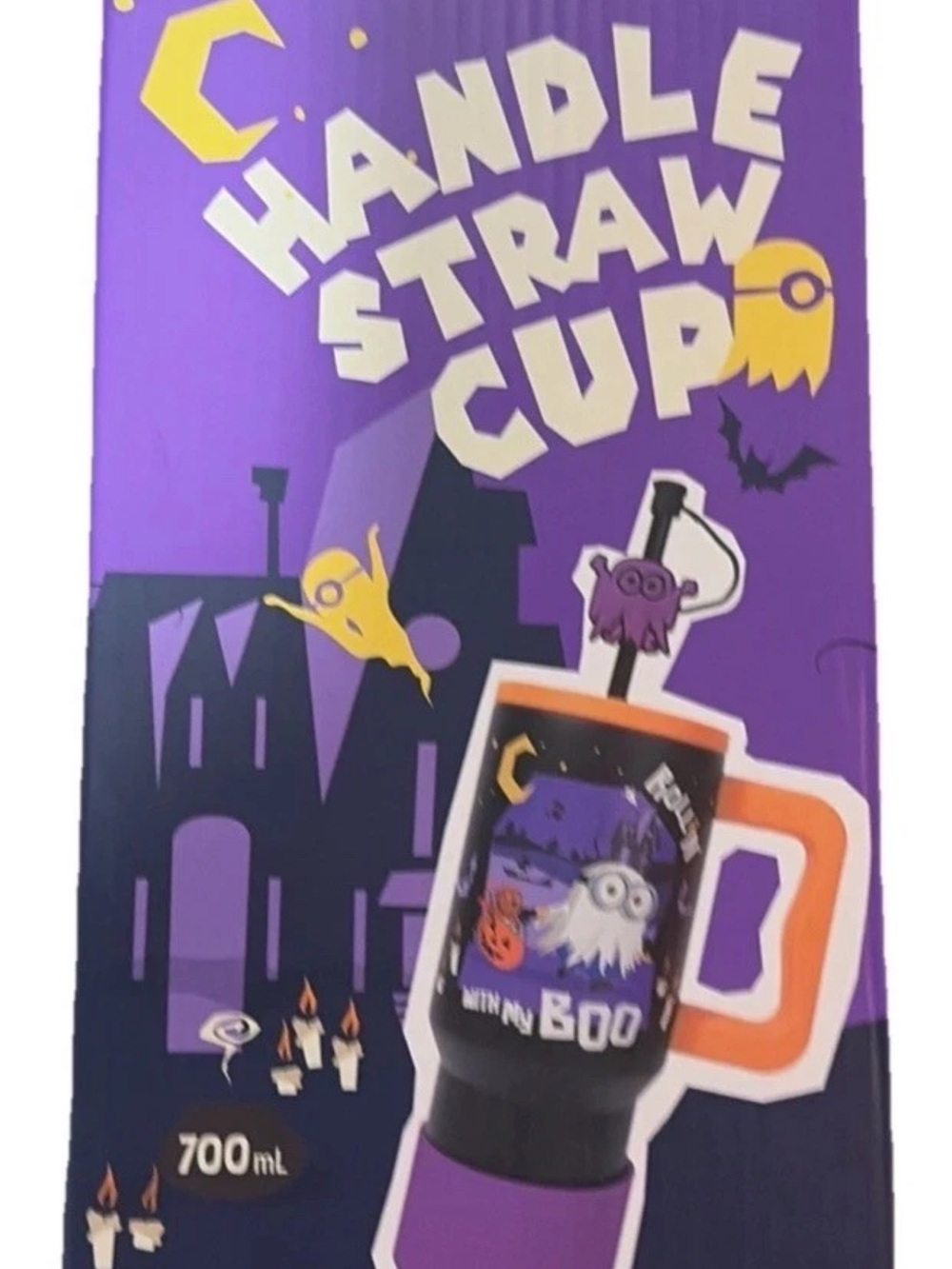 Minions Double Wall Handle Straw Cup 700ML Halloween Rollin With My Boo Cool New